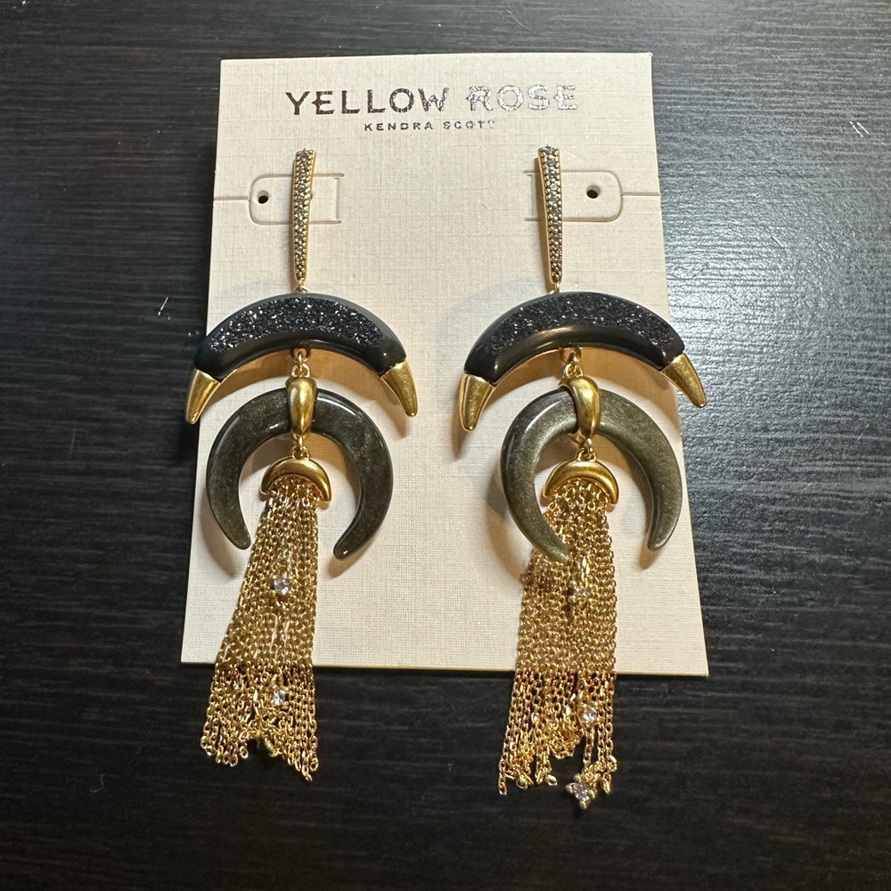 NWOT Kendra Scott Yellow Rose x Lainey Wilson Collaboration Earrings Black Rodeo - Picture 4 of 5